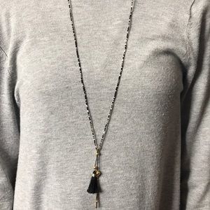 Black, gold and white beaded Gorjana necklace